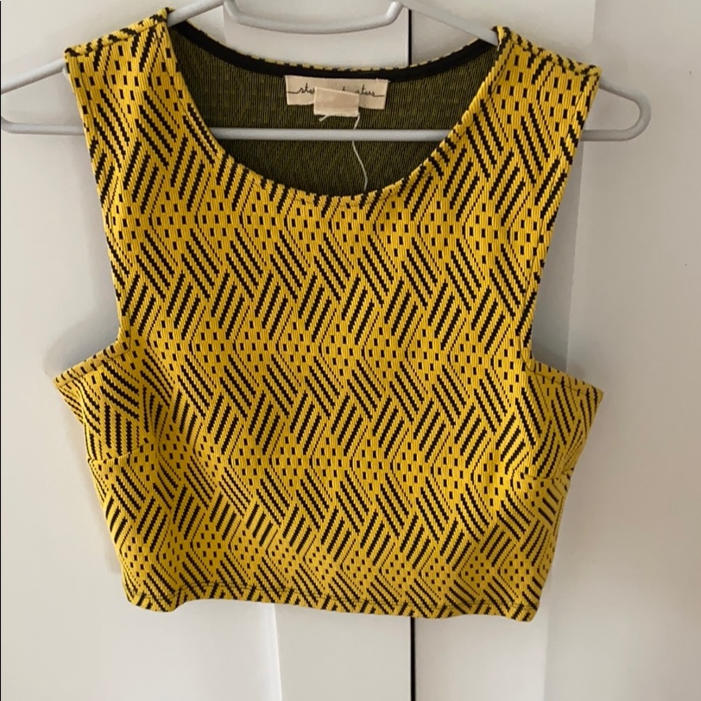 Yellow knit crop top